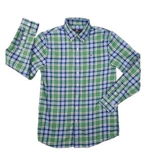 Vineyard‎ Vines Performance Flannel Blue Green Plaid Button Up Shirt Boys Large
